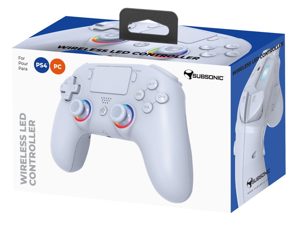 SUBSONIC by SUPERDRIVE herní ovladač WIRELESS LED/ PS4/ PC/ Bílý