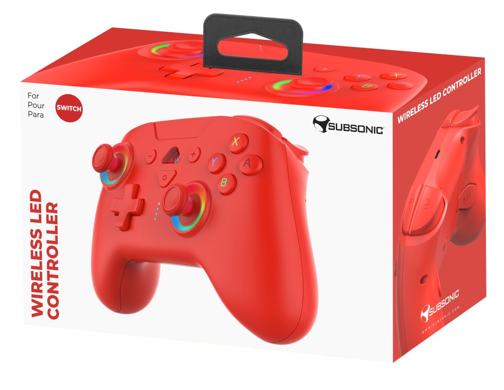 SUBSONIC by SUPERDRIVE herní ovladač WIRELESS LED/ SWITCH/ Červený