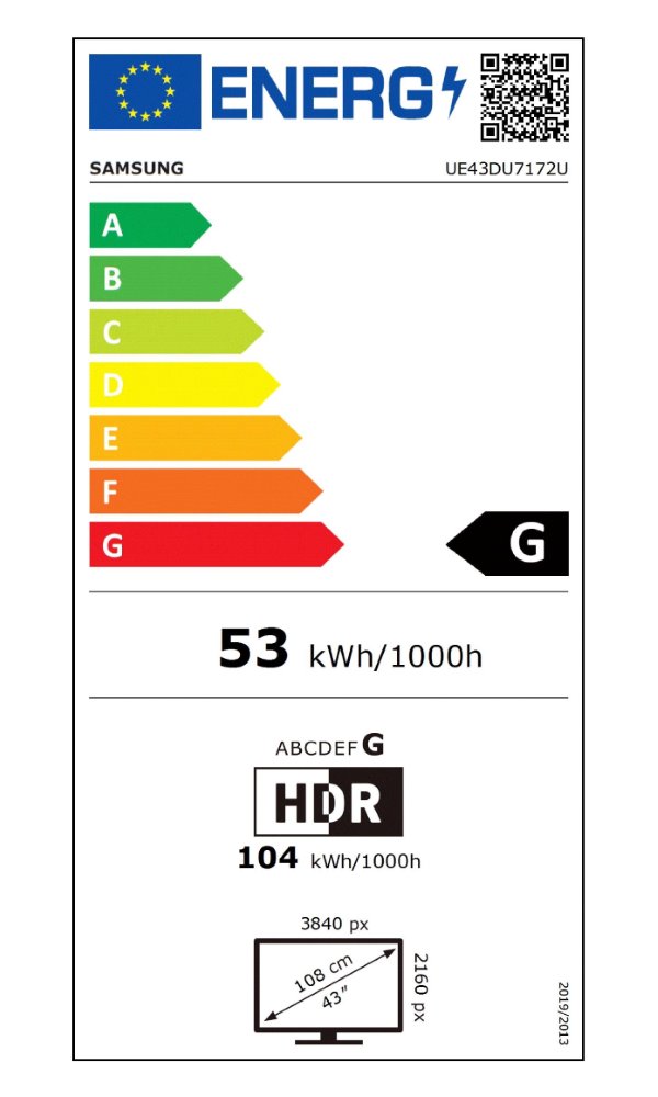 SAMSUNG SMART LED TV 43"/ UE43DU7172/ 4K Ultra HD 3840x2160/ DVB-T2/S2/C/ H.265/HEVC/ 3xHDMI/ USB/ Wi-Fi/ LAN/ G