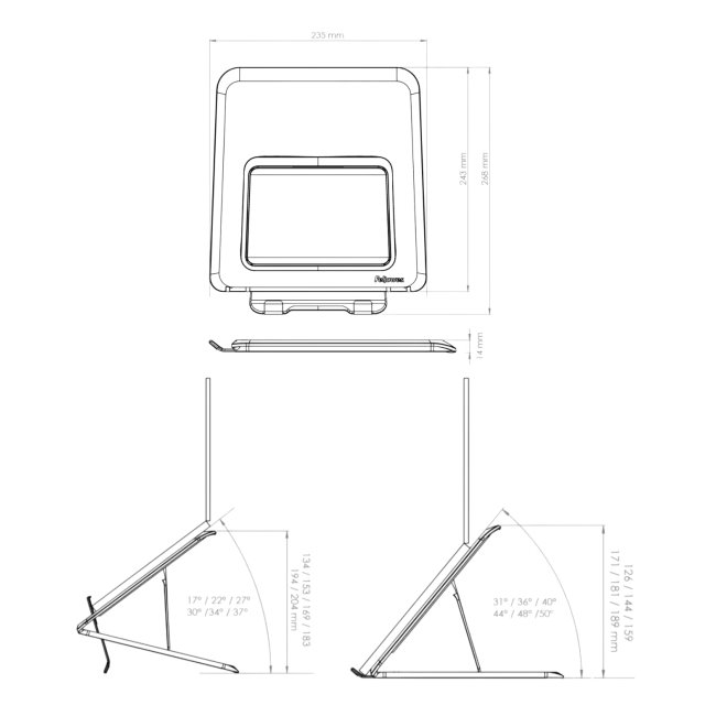 FELLOWES stojan na notebook BREYTA/ 268mm x 14mm x 235mm/ bílý