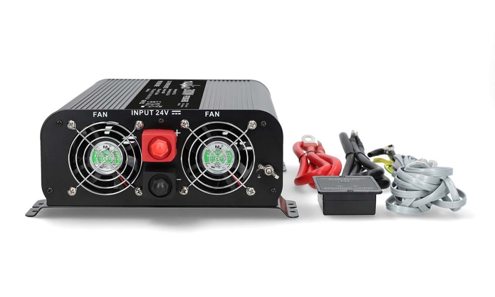 NEDIS měnič napětí/ čistá sinusoida/ 24 V DC/230 V AC 50 Hz/ 2000 W (4000 W špička)/ USB-A / USB-C/ 2x zásuvka typu E