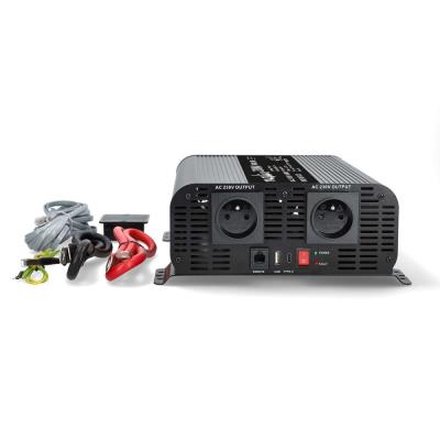 NEDIS měnič napětí/ čistá sinusoida/ 24 V DC/230 V AC 50 Hz/ 2000 W (4000 W špička)/ USB-A / USB-C/ 2x zásuvka typu E