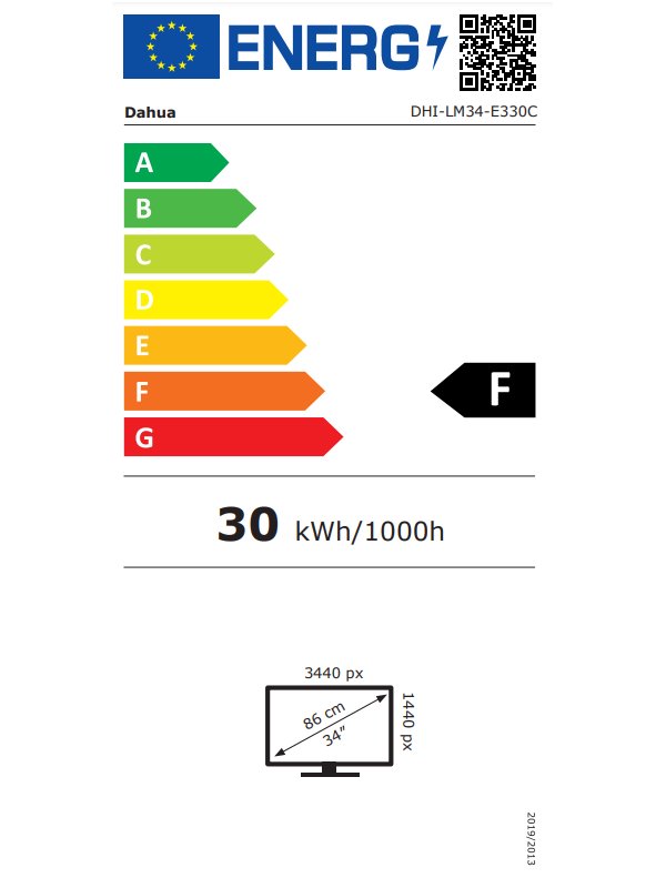 DAHUA 34" LED LM34-E330C/ herní/ VA panel/ 3440x1440 (UW-QHD)/ 3000:1/ 1ms/ 350 cd/m2/ DP/ HDMI/ VESA 75x75/ černý