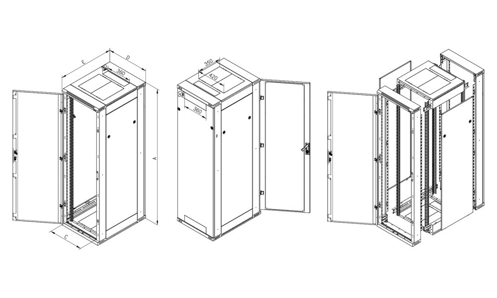 Triton 19' rozvaděč stojanový rozebiratelný 42U/600x800 RAL7035, šedá