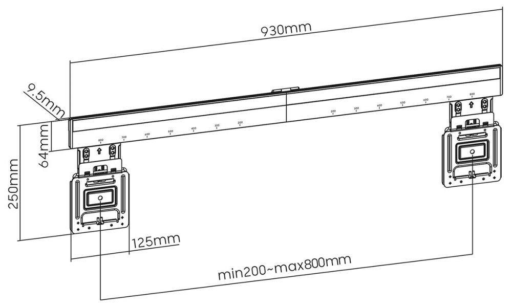 NEDIS nástěnný TV držák/ 43 - 100"/ nosnost 75 kg/ vzdálenost od stěny 9,50 mm/ fixní/ ocel/ černý