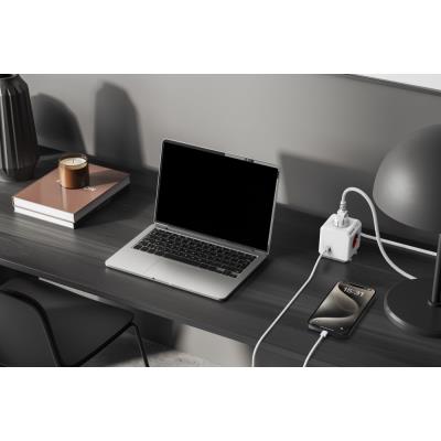Cubenest Powercube Extended USB PD 20W, A+C, 4× zásuvka, 1,5m, bílá/červená, dětská pojistka, uzemnění, dok, 10A/250V
