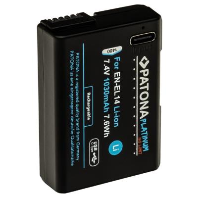 PATONA baterie pro foto Nikon EN-EL14/EN-EL14A 1030mAh Li-Ion Platinum USB-C nabíjení