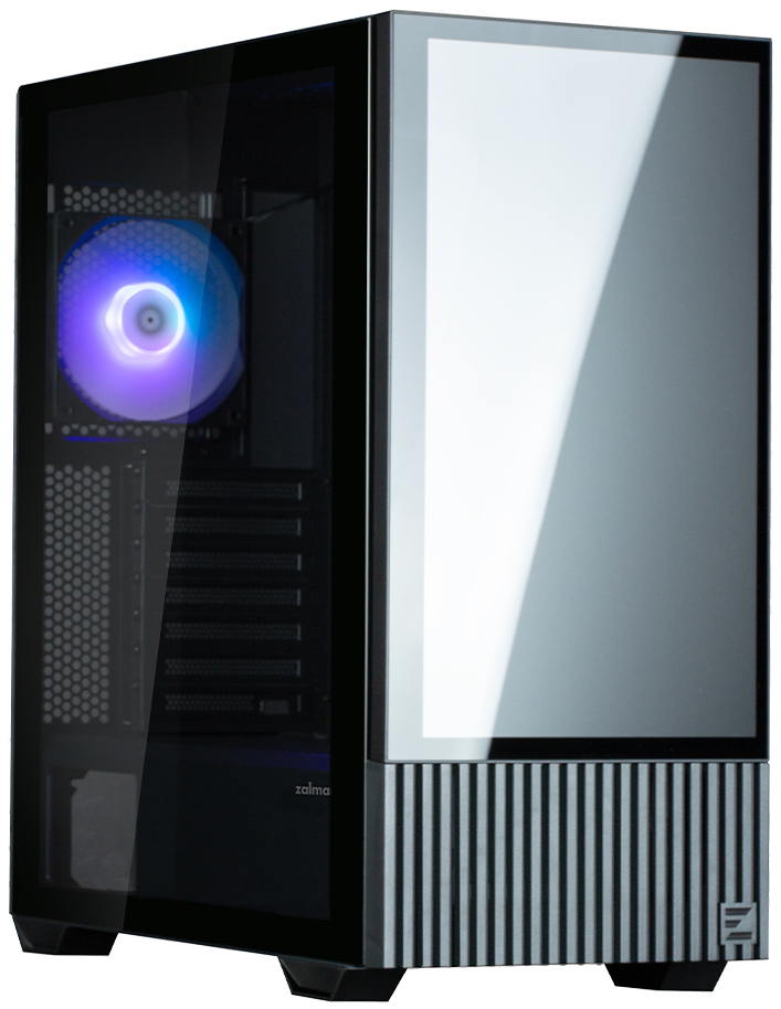 Zalman skříň Z10 DS / Middle Tower / 3x120mm fan / 2x USB 3.0 / USB-C / odnímatelný 15.6 displej / tvrzené sklo / černá