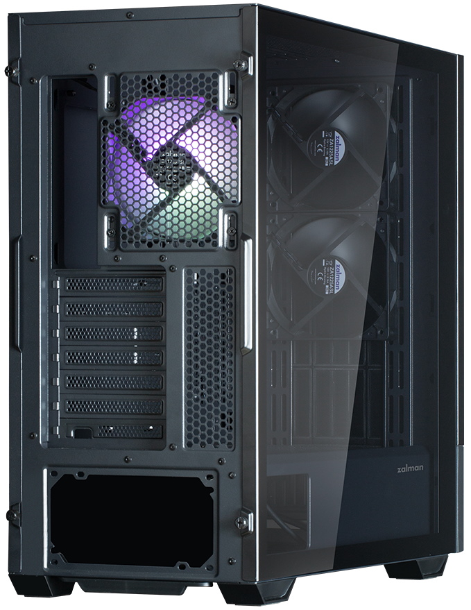 Zalman skříň Z10 DS / Middle Tower / 3x120mm fan / 2x USB 3.0 / USB-C / odnímatelný 15.6 displej / tvrzené sklo / černá