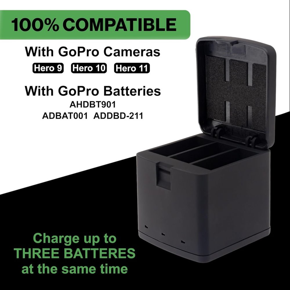 PATONA nabíječka otevírací pro digitální kameru Triple GoPro Hero 9/Hero 10/Hero 11/Hero 12/ AHDBT901/ USB-C