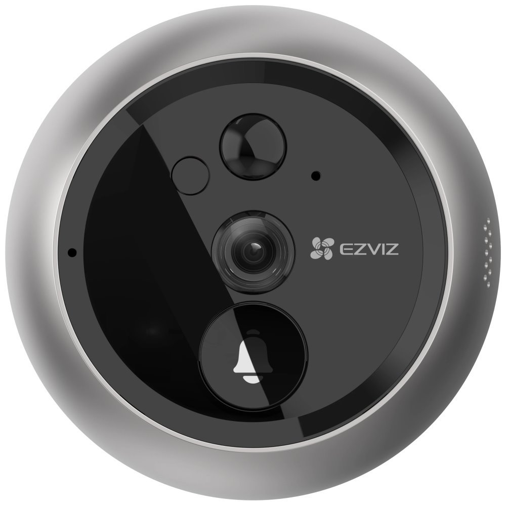 EZVIZ chytrý dveřní videotelefon DP2 2K/ Wi-Fi/ kamera 2304 x 1296/ H.265/ kukátko/ zvonek/ IR do 5m/ PIR/ LCD 4,3"