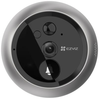 EZVIZ chytrý dveřní videotelefon DP2 2K/ Wi-Fi/ kamera 2304 x 1296/ H.265/ kukátko/ zvonek/ IR do 5m/ PIR/ LCD 4,3"
