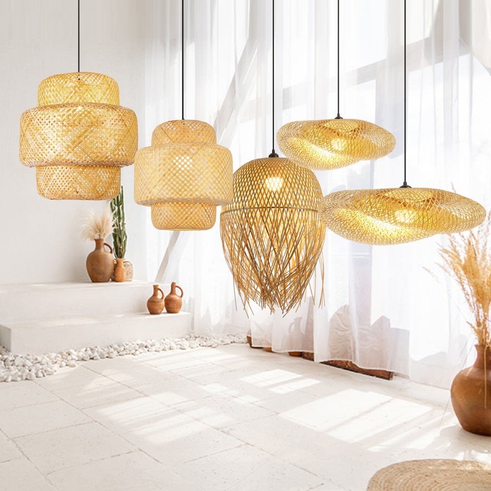 IMMAX BOHO HILO designové závěsné svítidlo, D60cm, E27, bambus