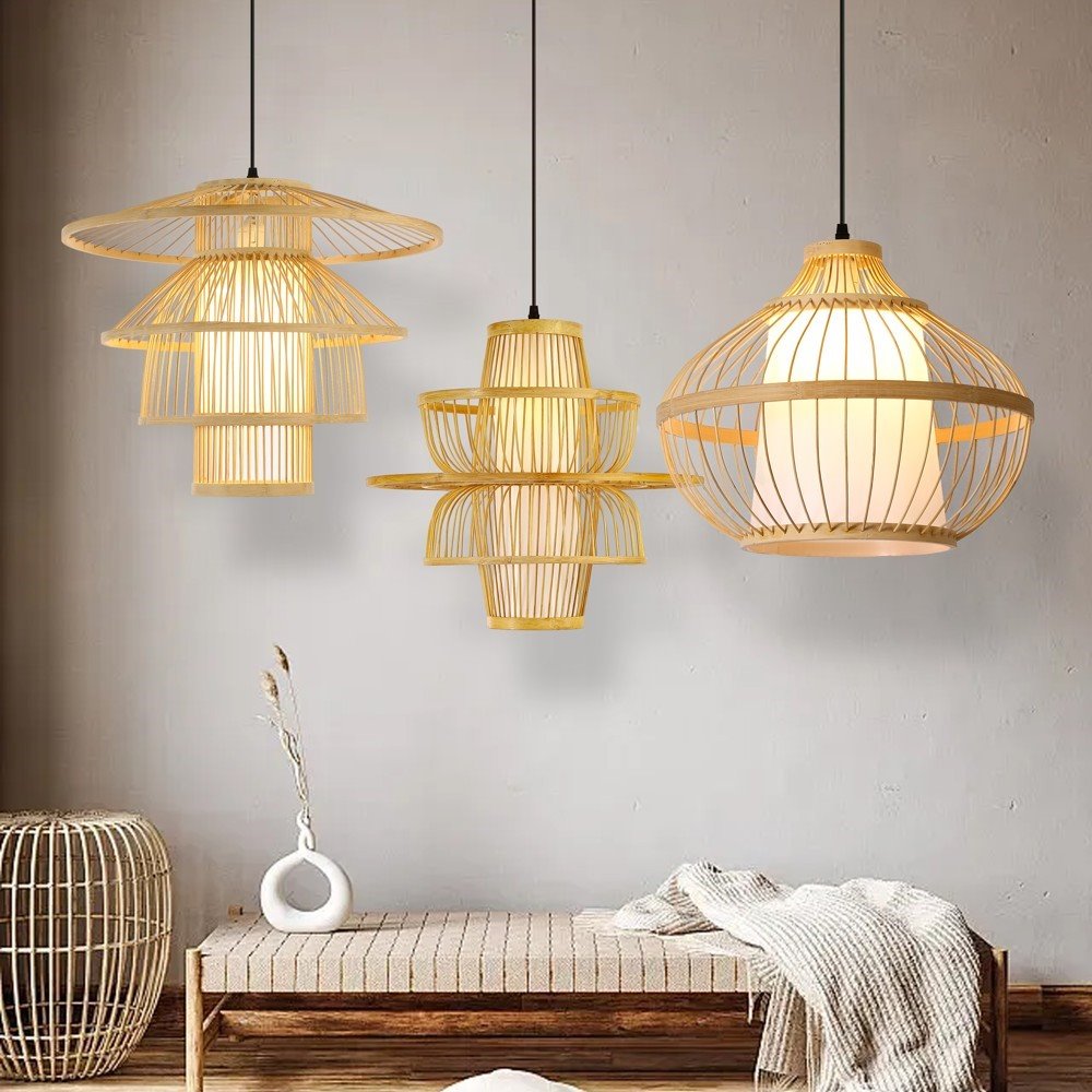 IMMAX BOHO PINCHOS designové závěsné svítidlo, D45cm, E27, bambusové dřevo
