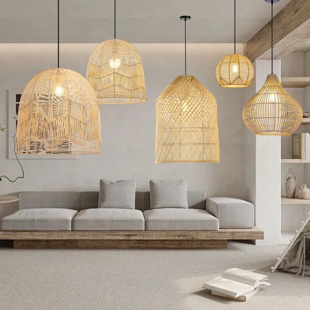 IMMAX BOHO PELO designové závěsné svítidlo, D40cm, E27, přírodní ratan