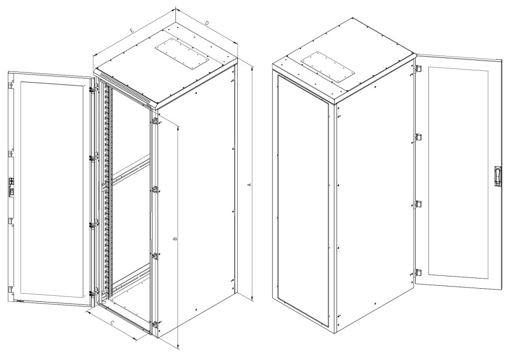 Triton 19" rozvaděč stojanový 37U/600x800 IP54,tříbod.z.,pro montáž chl.j.