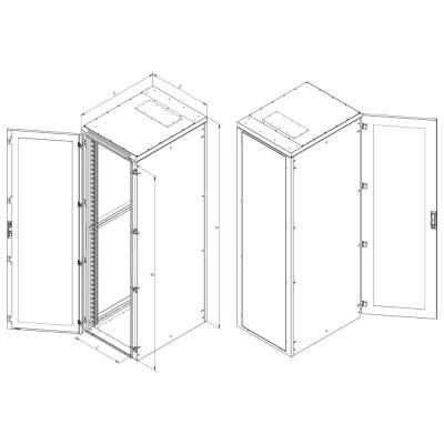 Triton 19" rozvaděč stojanový 37U/600x800 IP54,tříbod.z.,pro montáž chl.j.