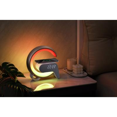 IMMAX LED relaxační lampička FLAMINGO/ Qi nabíjení/ budík/ RGB/ 300lm/ USB výstup/ BT 5.1/ zlatá
