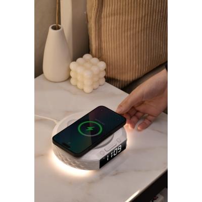 IMMAX multifunkční stolní hodiny CLOCK/ Qi bezdrátová nabíječka 3v1/ 5W/10W/ podsvícení/ bílé