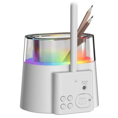 IMMAX LED stolní lampička FRESHMAN s RGB podsvícením/ 10W/ 350lm/ 5V/2A/ držák na tužky/ bílá