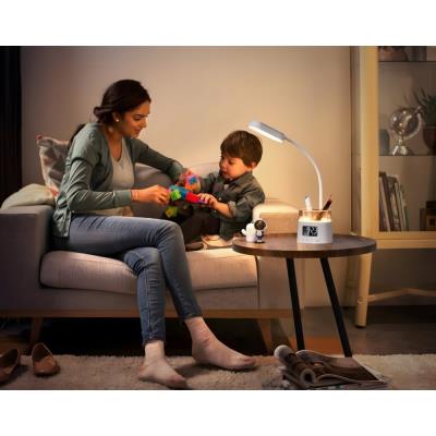 IMMAX LED stolní lampička FRESHMAN s RGB podsvícením/ 10W/ 350lm/ 5V/2A/ držák na tužky/ bílá