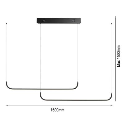 IMMAX NEO PATTINI Smart závěsné svítidlo dvojité 160-280cm, 53W, 3640lm černé Zigbee 3.0, TUYA