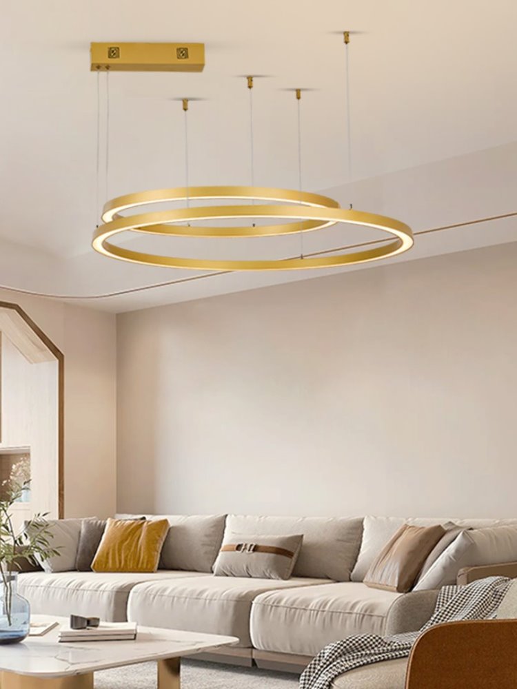 IMMAX NEO FINO NEW SMART závěsné svítidlo 2 kruhy, 60+80cm, 93W zlaté, Zigbee 3.0, TUYA