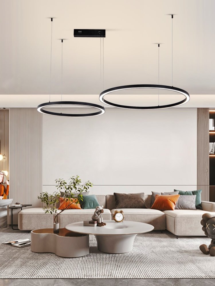 IMMAX NEO FINO NEW SMART závěsné svítidlo 2 kruhy, 60+80cm, 93W, černé, Zigbee 3.0, TUYA