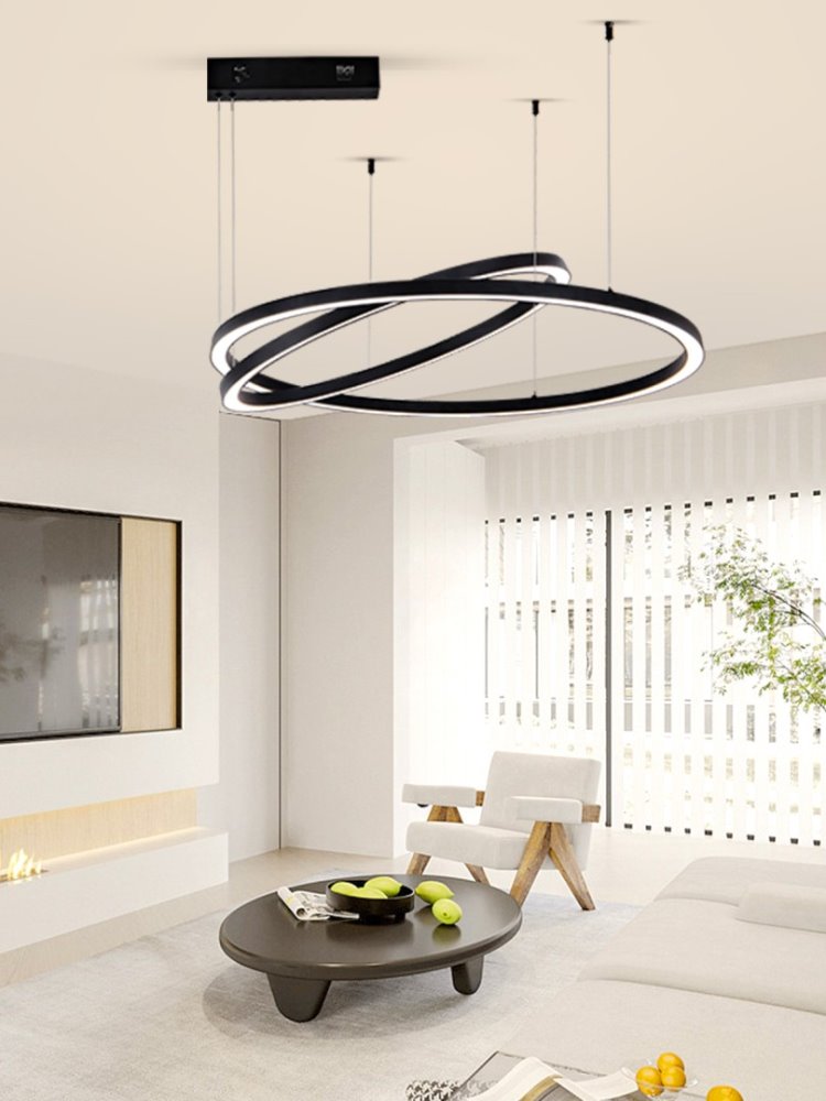 IMMAX NEO FINO NEW SMART závěsné svítidlo 2 kruhy, 60+80cm, 93W, černé, Zigbee 3.0, TUYA