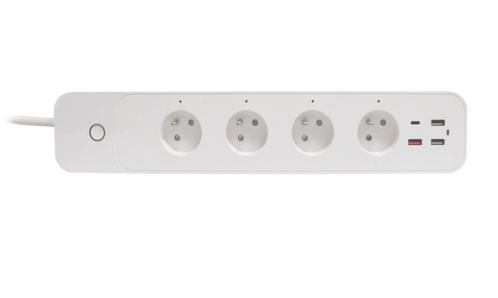 IMMAX NEO LITE SMART chytrý prodlužovací přívod/ 4x FR zásuvka/ 3x USB/ 1x USB-C/ Power delivery/ Wi-Fi/ bílý/ TUYA