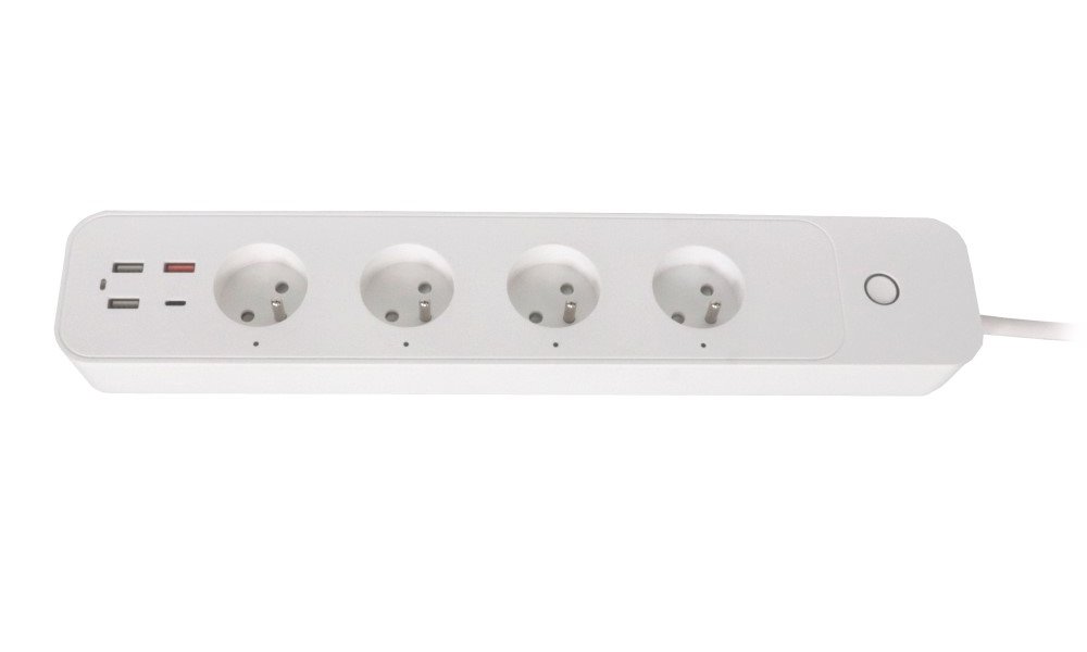 IMMAX NEO LITE SMART chytrý prodlužovací přívod/ 4x FR zásuvka/ 3x USB/ 1x USB-C/ Power delivery/ Wi-Fi/ bílý/ TUYA