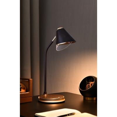 IMMAX LED stolní lampička FINCH/ Qi nabíjení/ 9W/ 12V/2A/ stmívatelná/ hnědá + zlaté prvky