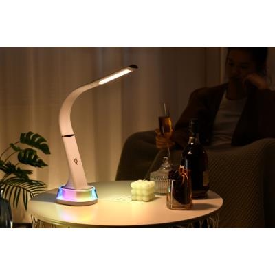 IMMAX LED stolní lampička CORELLA/ Qi nabíjení/ 7W/ 5V/2,1 A/ RGB podsvícení/ stmívatelná/ USB/ bílá + zlaté prvky