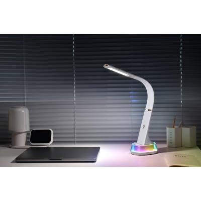 IMMAX LED stolní lampička CORELLA/ Qi nabíjení/ 7W/ 5V/2,1 A/ RGB podsvícení/ stmívatelná/ USB/ bílá + zlaté prvky