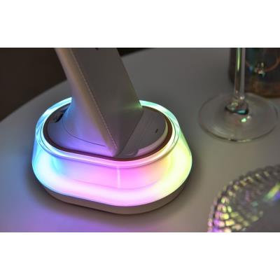 IMMAX LED stolní lampička CORELLA/ Qi nabíjení/ 7W/ 5V/2,1 A/ RGB podsvícení/ stmívatelná/ USB/ černá + stříbrné prvky