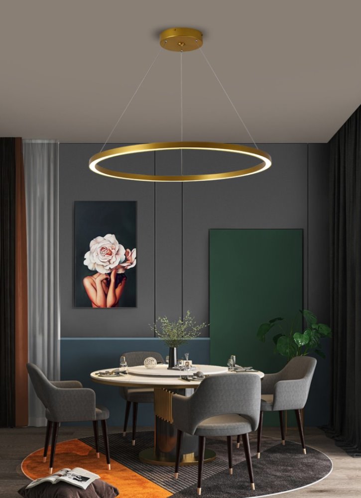 IMMAX NEO FINO SMART závěsné svítidlo 1 kruh, 80cm, 60W, zlaté, Zigbee 3.0, TUYA