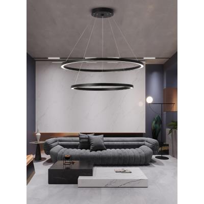 IMMAX NEO FINO SMART závěsné svítidlo 2 kruhy, 60+80cm, 93W, černé, Zigbee 3.0, TUYA