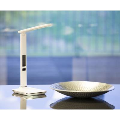 IMMAX LED stolní lampička Kingfisher/ 9W/ 450lm/ 12V/1A/ 3 různé barvy světla/ sklápěcí rameno/ USB/ bílá