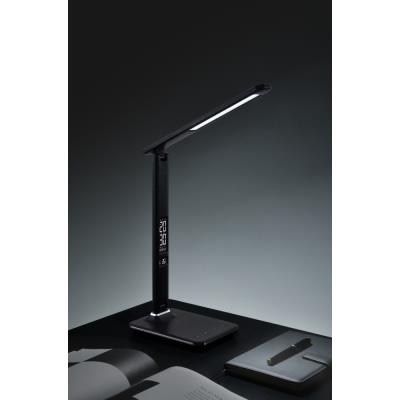 IMMAX LED stolní lampička Kingfisher/ 9W/ 450lm/ 12V/1A/ 3 různé barvy světla/ sklápěcí rameno/ USB/ černá
