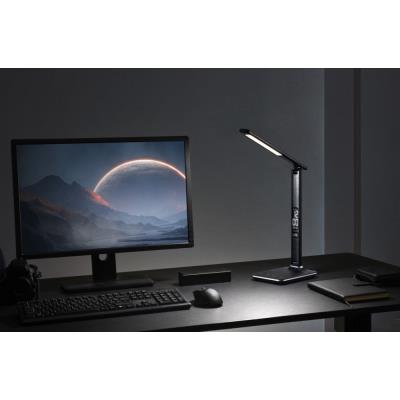 IMMAX LED stolní lampička Kingfisher/ 9W/ 450lm/ 12V/1A/ 3 různé barvy světla/ sklápěcí rameno/ USB/ černá