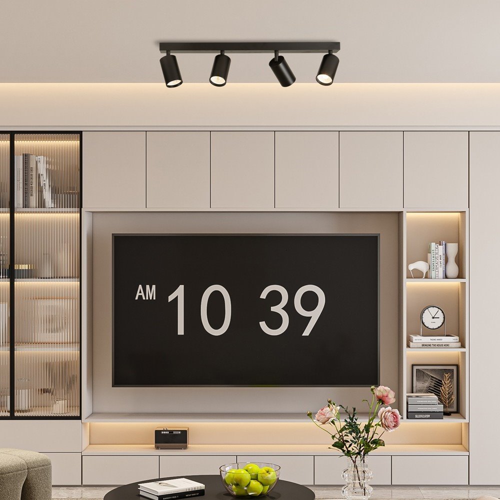 IMMAX PUNTO-4 stropní, nástěnné bodové svítidlo linear, 4 hlavy, černé, pro zdroj typu GU10