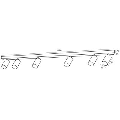 IMMAX PUNTO-6 stropní, nástěnné bodové svítidlo, linear, 6 hlav, černé, pro zdroj typu GU10