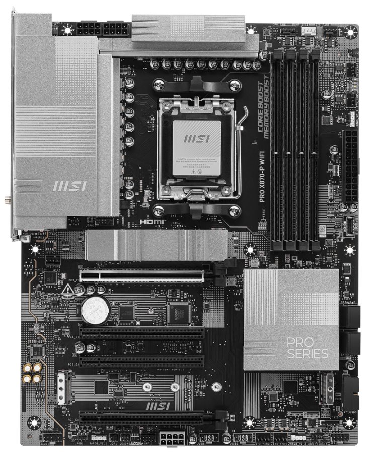 MSI PRO X870-P WIFI / AMD X870 / AM5 / 4x DDR5 / 3x M.2 / HDMI / DP / USB-C / WiFi / ATX