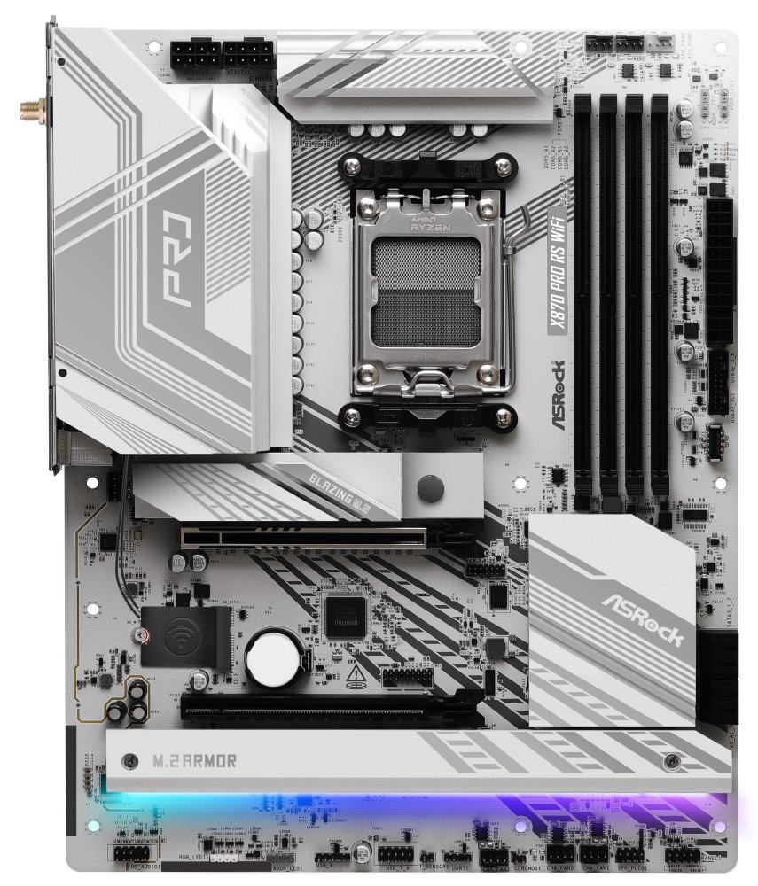 ASRock X870 Pro RS WiFi / AMD X870 / AM5 / 4x DDR5 DIMM / 3x M.2 / HDMI / USB-C / WiFi / ATX