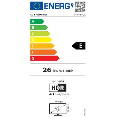 LG monitor 34WR50QK-B VA 34" QHD zakřivený / 3440x1440 /21:9/ 300 cd/m2/ 5ms (GtG)/ HDMI /DP/on screen control /HDR 10