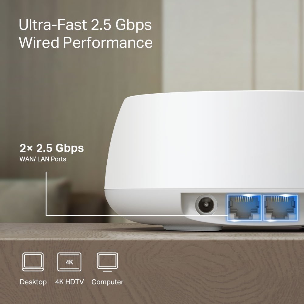 TP-Link Deco BE25 Mesh systém BE3600, WiFi 7, 688MBps na 2,4GHz, 2880Mbps na 5GHz, 2x 2,5GLAN, 3ks v balení