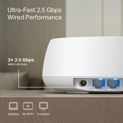 TP-Link Deco BE25 Mesh systém BE3600, WiFi 7, 688MBps na 2,4GHz, 2880Mbps na 5GHz, 2x 2,5GLAN, 3ks v balení