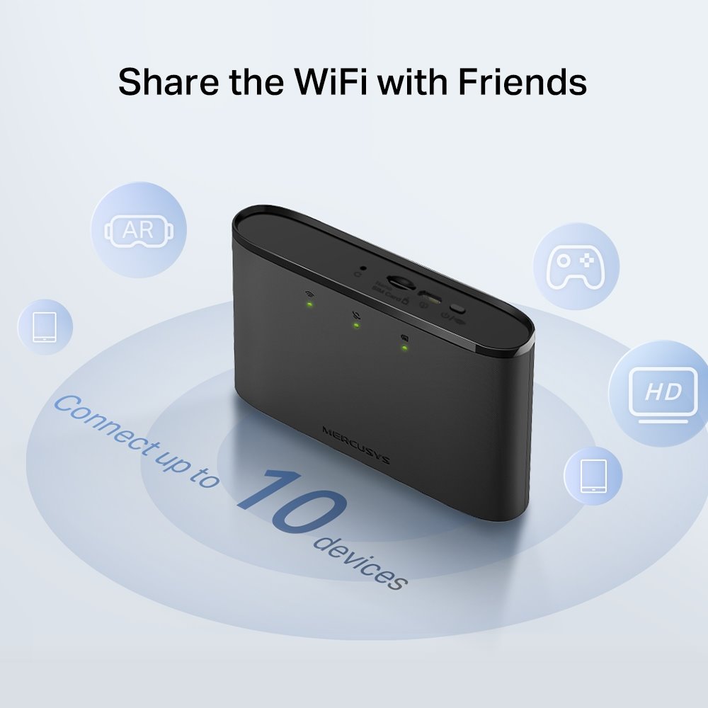 TP-Link Mercusys MT110 mobilní LTE Modem s WiFi routerem, 1x slot SIM, 150Mbps na 2,4GHz, baterie 2200mAh