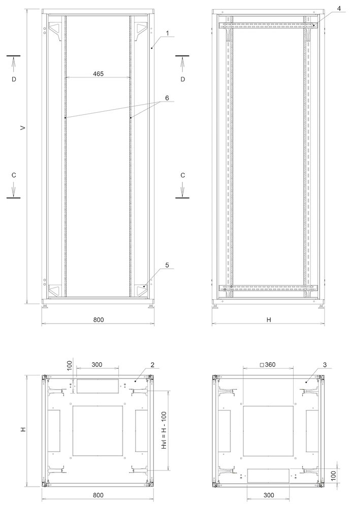 SOLARIX Rozvaděč LC-50 24U, 800x800 RAL 7035, skleněné dveře