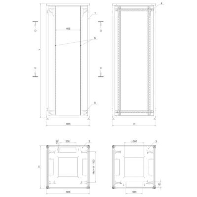 SOLARIX Rozvaděč LC-50 42U, 800x800 RAL 7035, skleněné dveře